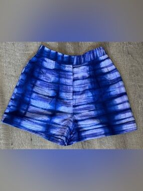 Tory Burch Isadora Blue Shibori Tie-Dye High Waist Women’s Shorts, Size 0
